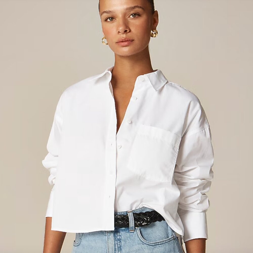 J Crew Étienne cropped button-up shirt in cotton poplin SZ S